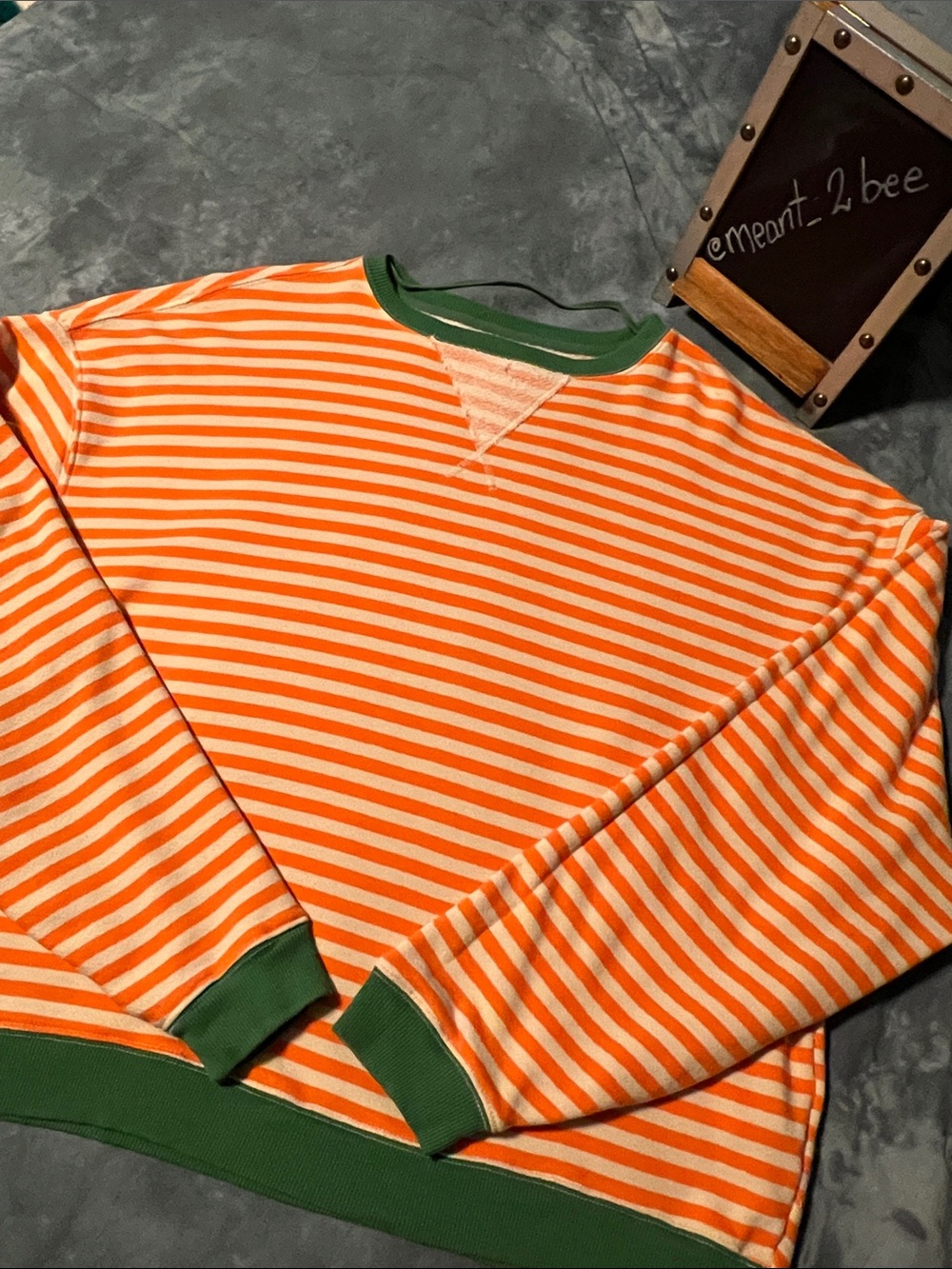 We The Free Classic Striped Oversized Crewneck Color: Orange Combo